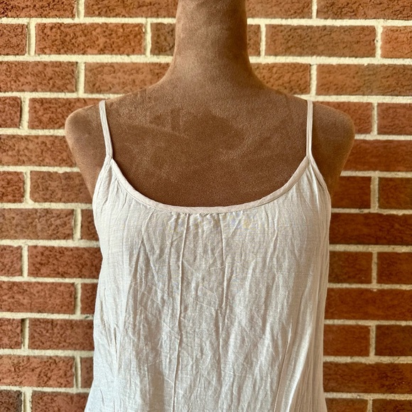 péro Cotton Silk Beige Chemise Dress Scoop Neck Sleeveless Woven Women's Small - Picture 5 of 7